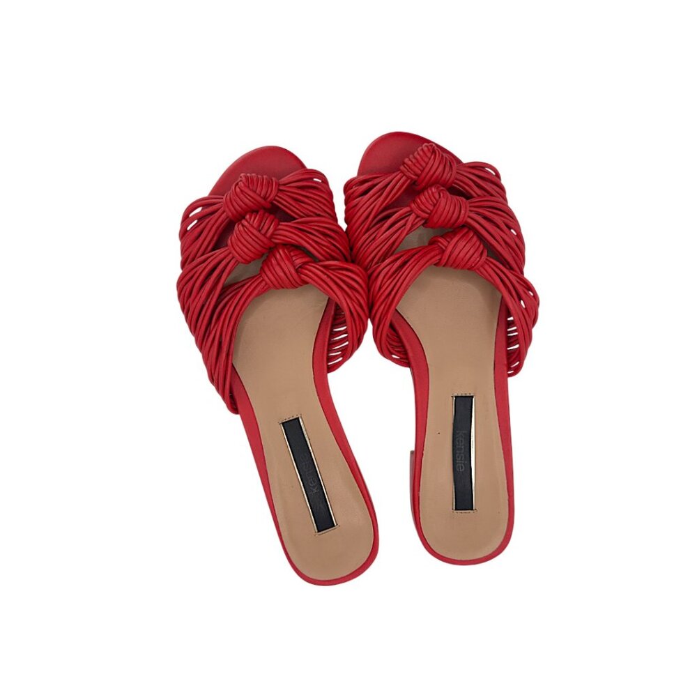 Kensie Kylee Red Braided Knot Slide Sandals Size 6.5